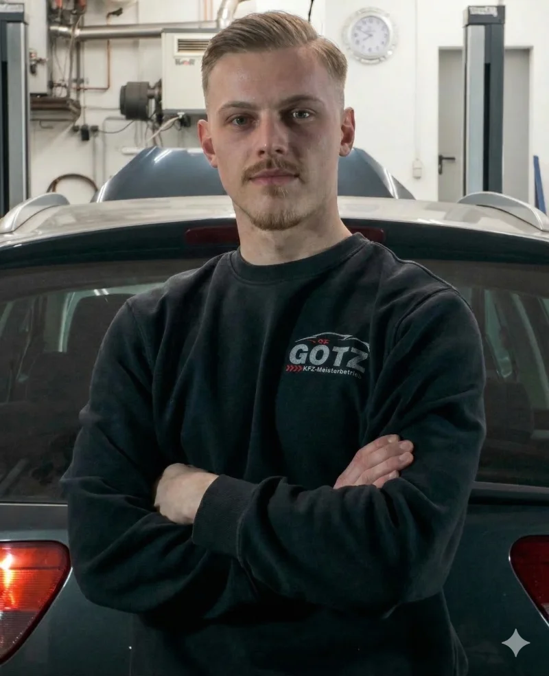 Jeremy Götz, KFZ-Meister und Inhaber der Autowerkstatt in Gottenheim bei Freiburg